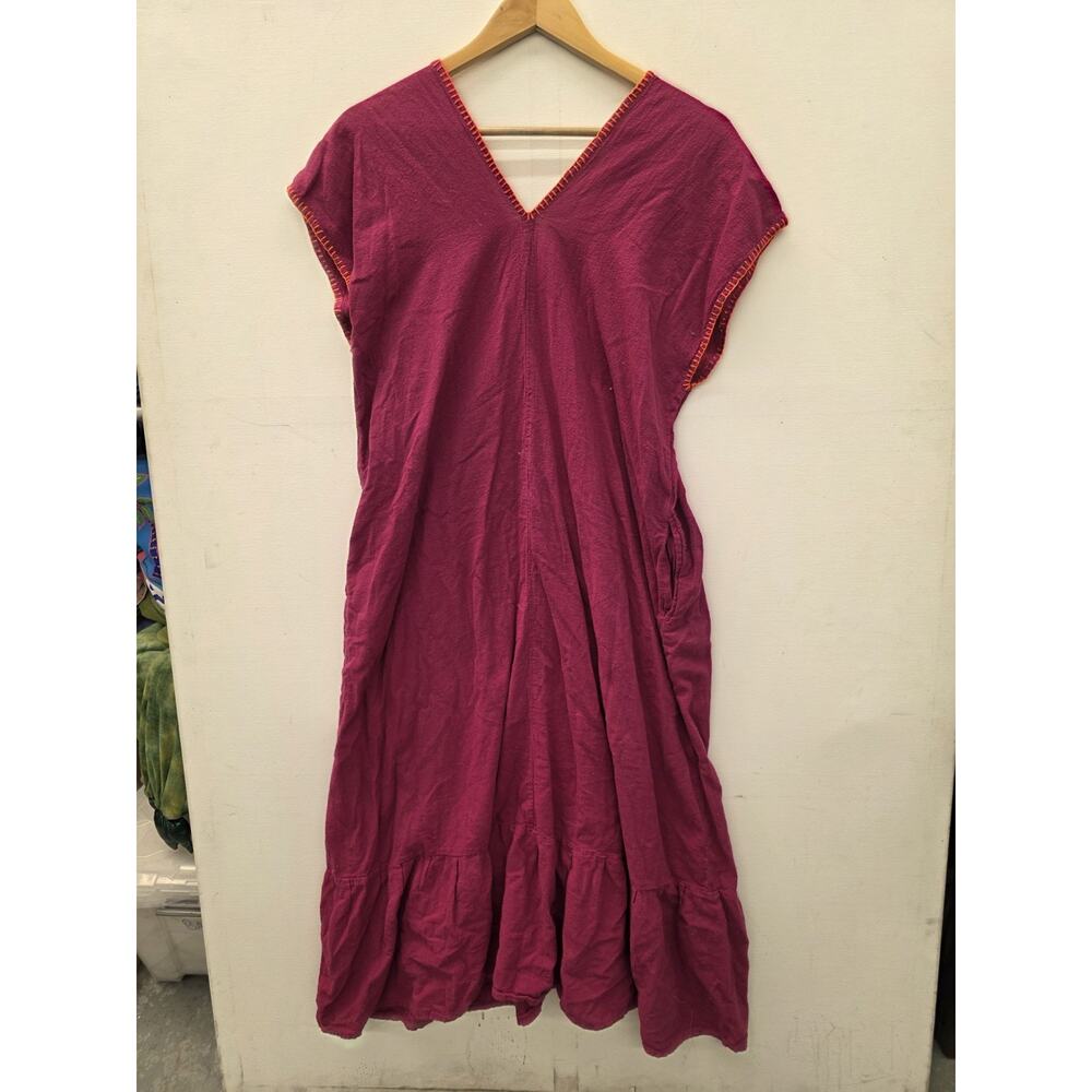 reserved Solei Womens Med/Large Mexico Embroidered Hot Pink Shift Dress - Picture 7 of 10